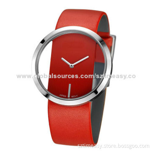 Hot Sale Alloy Watch at Factory Price, Leather Band